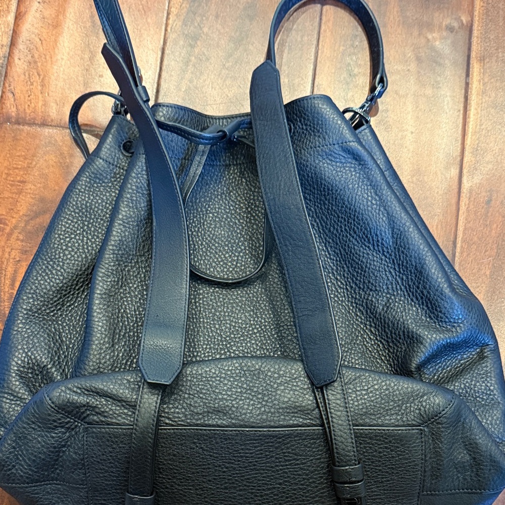 Vince Leather Drawstring Convertible Bucket Backpack - Picture 3 of 3
